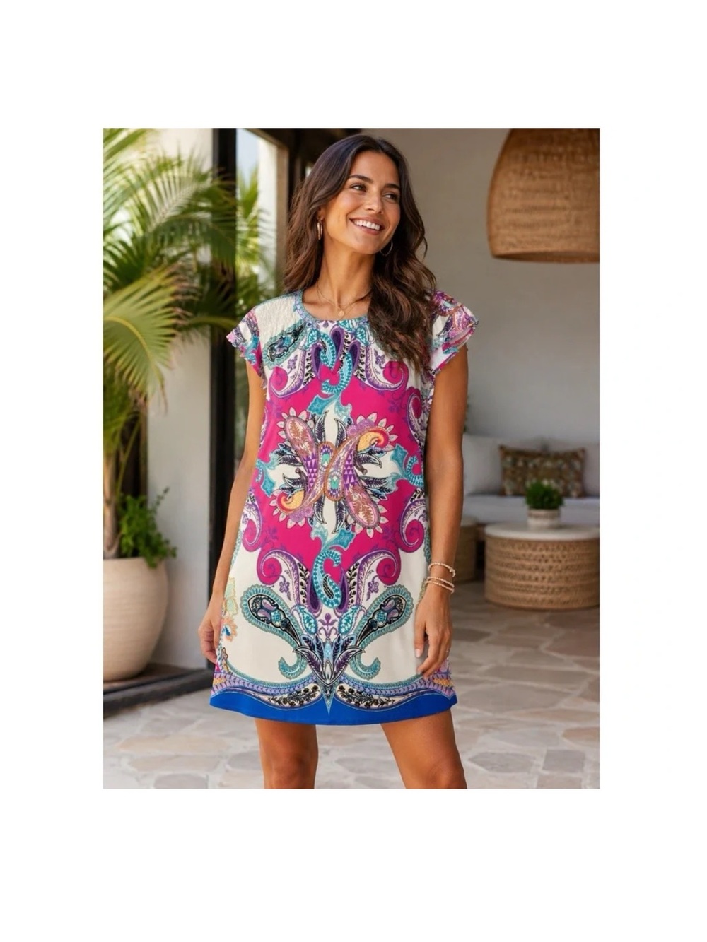 Hale Bob Purple and Blue Paisley Dress